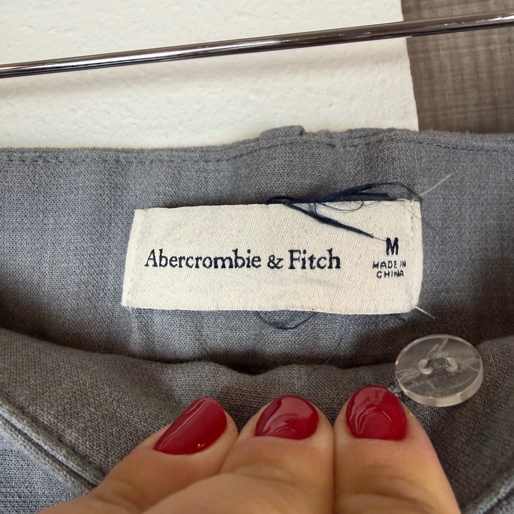 Abercrombie & Fitch Grey Tailored Wide Leg Trouser Pants Size Medium - Picture 9 of 10